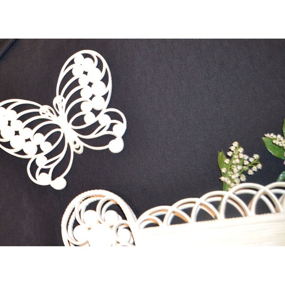 SALE Vintage Flower Cart and Butterflies Wall Decor 1970s - Picture 6 of 6